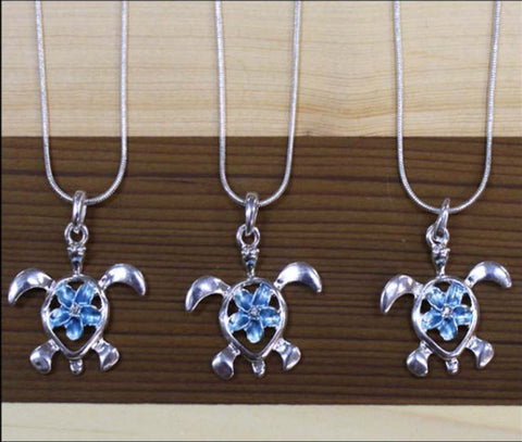Charming Shark Turtle & Hibiscus Necklace